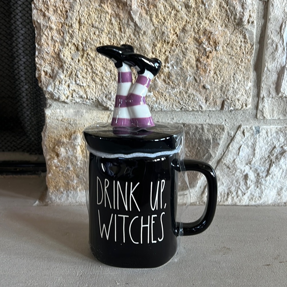 Rae Dunn Drink Up Witches Halloween Mug & Lid New